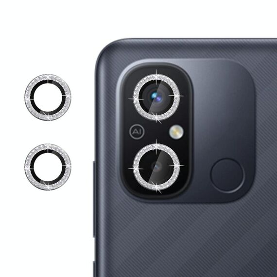 Per Redmi 12C 4G Klebol - Protezione per obiettivo fotocamera individuale con anello di diamanti (argento)