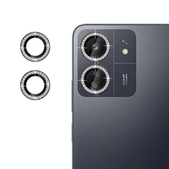 Per Redmi 13C 4G Klebol - Protezione per obiettivo fotocamera individuale con anello diamantato (nero)