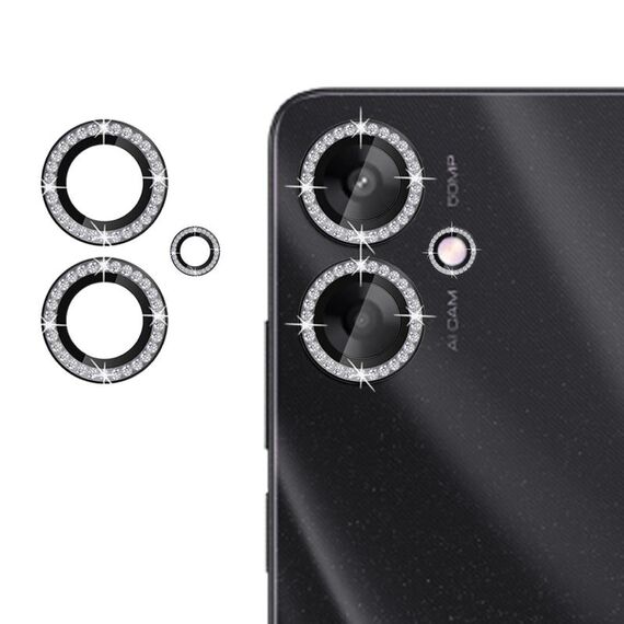 Per Redmi 13C 5G Klebol - Protezione per obiettivo fotocamera individuale con anello di diamanti (nero)