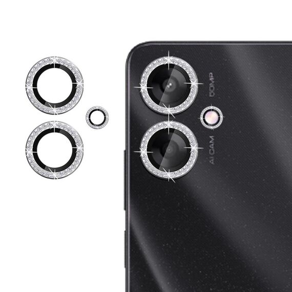 Per Redmi 13C 5G Klebol - Protezione per obiettivo fotocamera individuale con anello di diamanti (argento)
