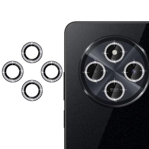Per Redmi 14C Klebol - Protezione individuale per obiettivo della fotocamera con anello di diamanti (nero)