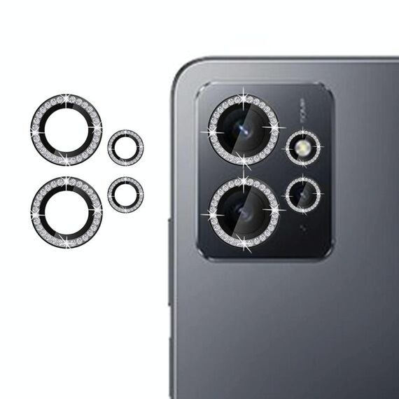 Per Redmi Note 12 4G Klebol - Protezione per obiettivo fotocamera individuale con anello di diamanti (nero)