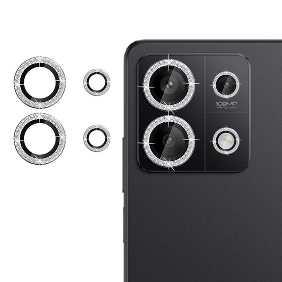 Per Redmi Note 13 4G Klebol - Protezione per obiettivo fotocamera individuale con anello di diamanti (argento)