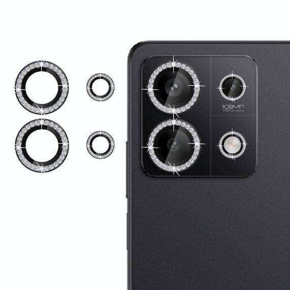 Per Redmi Note 13 5G Klebol - Protezione per obiettivo fotocamera individuale con anello di diamanti (nero)