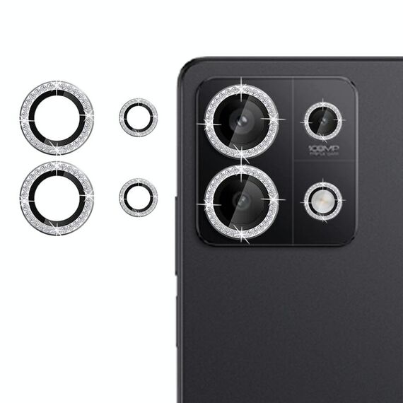 Per Redmi Note 13 Pro 5G Klebol - Protezione per obiettivo fotocamera individuale con anello di diamanti (argento)