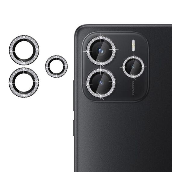 Per Redmi Note 14 4G 164,84 mm Klebol Protezione per obiettivo fotocamera individuale con anello di diamanti (nero)