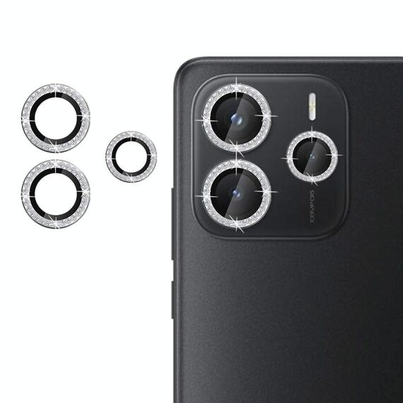 Per Redmi Note 14 4G 164,84 mm Klebol Protezione per obiettivo fotocamera individuale con anello di diamanti (argento)