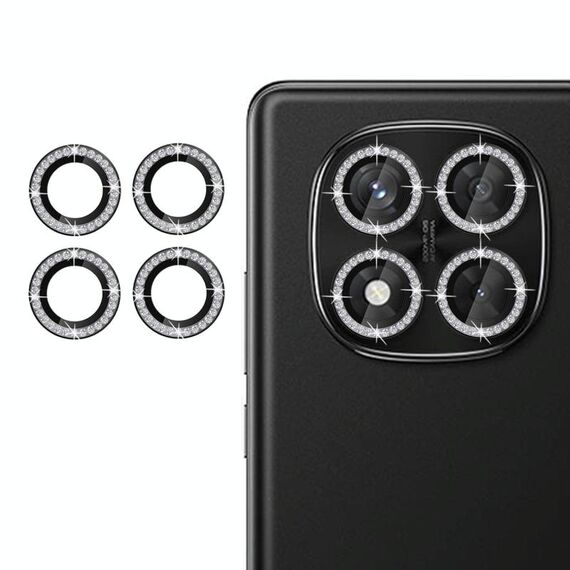 Protezione per obiettivo della fotocamera individuale Redmi Note 14 Pro 4G Klebol con anello diamantato (nero)
