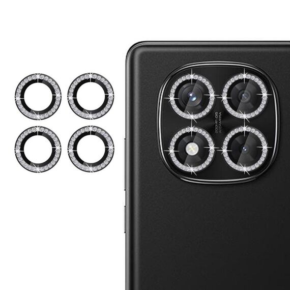 Per Redmi Note 14 Pro 5G Klebol - Protezione per obiettivo fotocamera individuale con anello di diamanti (nero)