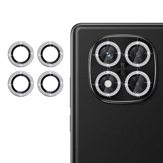 Per Redmi Note 14 Pro 5G Klebol - Protezione per obiettivo fotocamera individuale con anello di diamanti (argento)