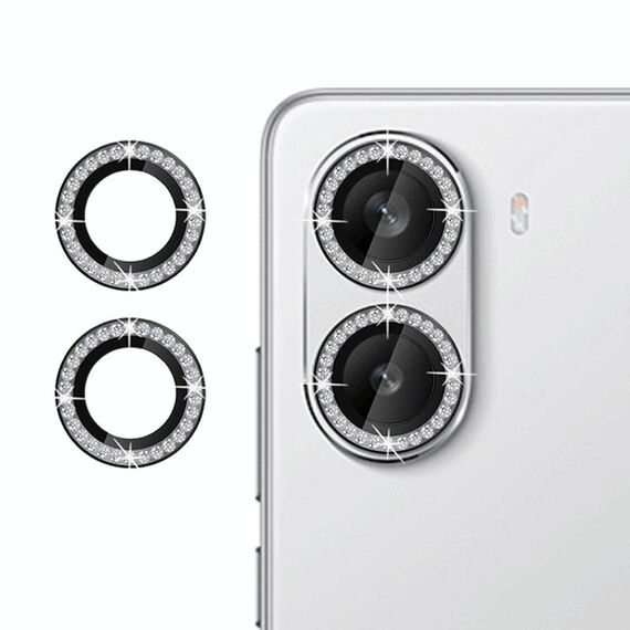 Per Redmi Turbo 4 Klebol - Protezione individuale per obiettivo della fotocamera con anello diamantato (nero)