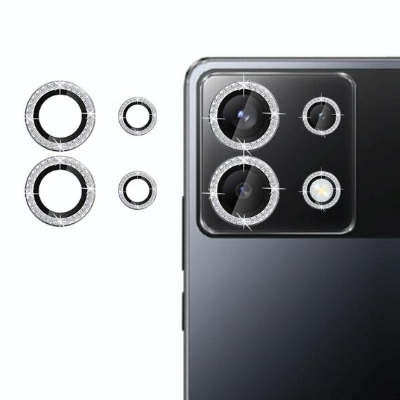 Per Xiaomi Poco X6 Klebol - Protezione per obiettivo fotocamera individuale con anello diamantato (argento)