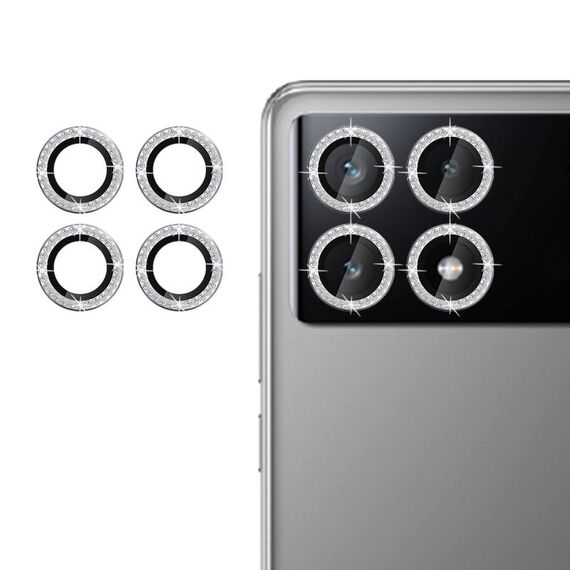 Per Xiaomi Poco X6 Pro Klebol - Protezione per obiettivo fotocamera individuale con anello diamantato (argento)