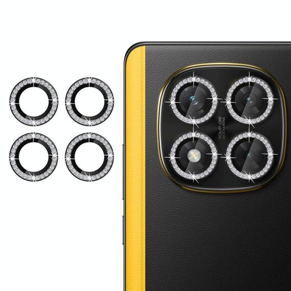 Per Xiaomi Poco X7 Klebol - Protezione individuale per obiettivo fotocamera con anello diamantato (nero)