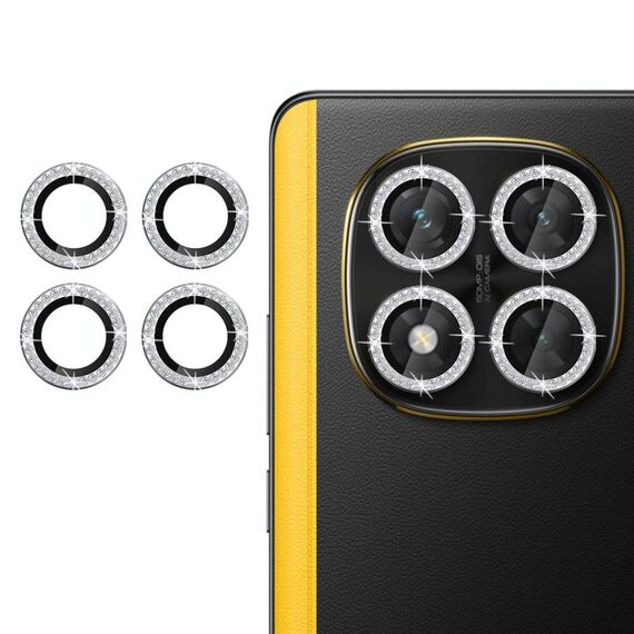 Per Xiaomi Poco X7 Klebol - Protezione per obiettivo fotocamera individuale con anello diamantato (argento)