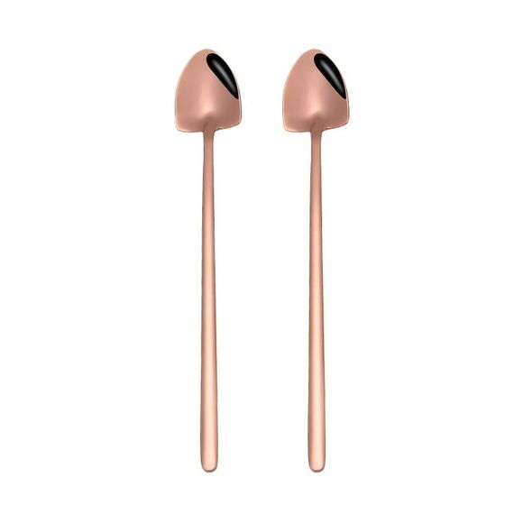 2 cucchiai in acciaio inossidabile Cucchiaino da caffè creativo Bar Cucchiaio da ghiaccio Cucchiaio lungo placcato oro, Stile: Cucchiaio a punta, Colore: Oro rosa