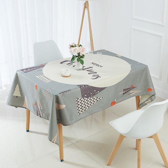 Tovaglia impermeabile in lino criptato per uso domestico, dimensioni: 140x140 cm (cerchio grigio)