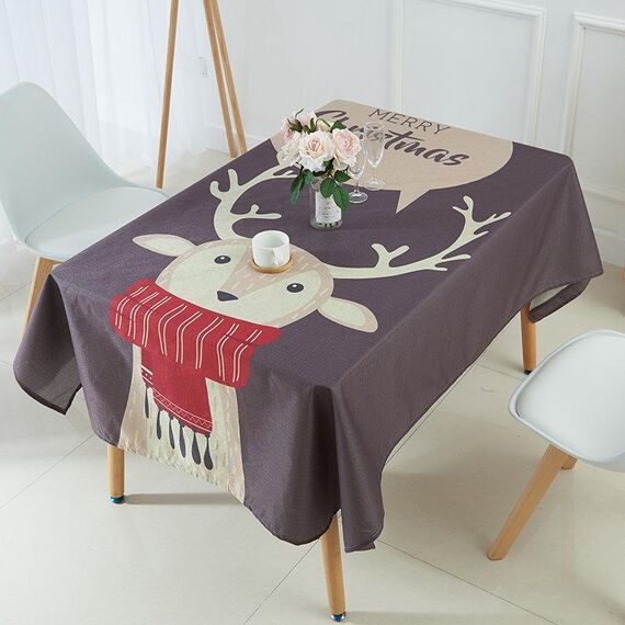 Tovaglia impermeabile in lino criptato per uso domestico, dimensioni: 140x140 cm (cervo marrone)