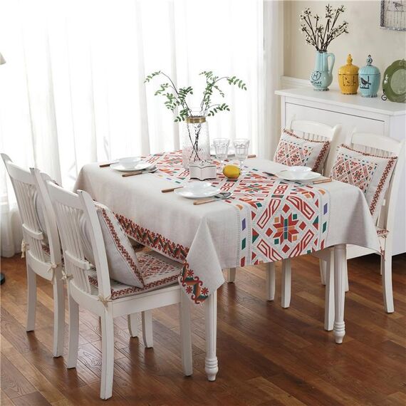 Tovaglia in lino motivo retrò per cena Decorazioni per la casa Tovaglia antipolvere, dimensioni: 110x110 cm (stile nordico)
