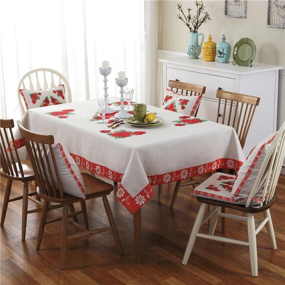 Tovaglia in lino motivo retrò per cena Decorazioni per la casa Tovaglia antipolvere, dimensioni: 140x140 cm (rosa)