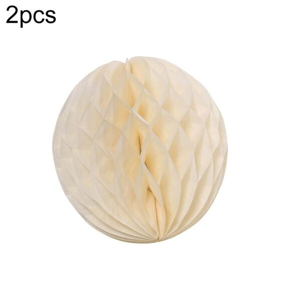 2 pezzi Decorazione della stanza dei matrimoni Decorazione festiva del centro commerciale Lanterna a sfera a nido d'ape in carta, Dimensioni: 6 pollici 15 cm (Beige)