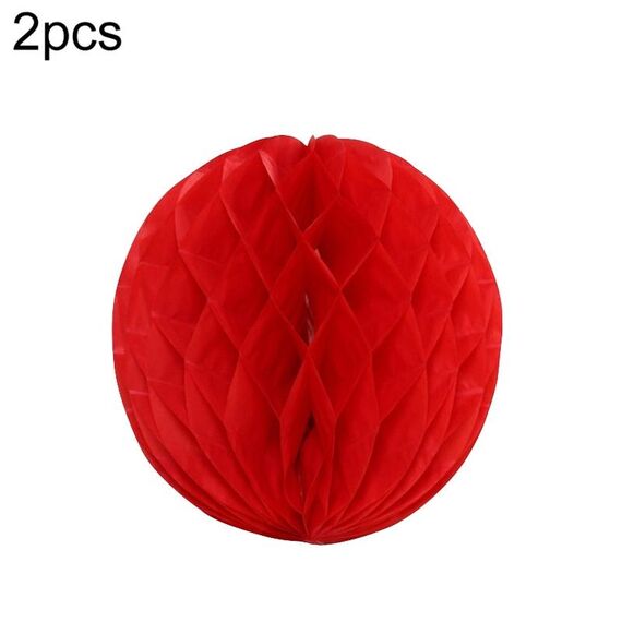 2 PCS Decorazione della stanza dei matrimoni Decorazione festiva del centro commerciale Lanterna a sfera a nido d'ape in carta, Dimensioni: 6 pollici 15 cm (Rosso)