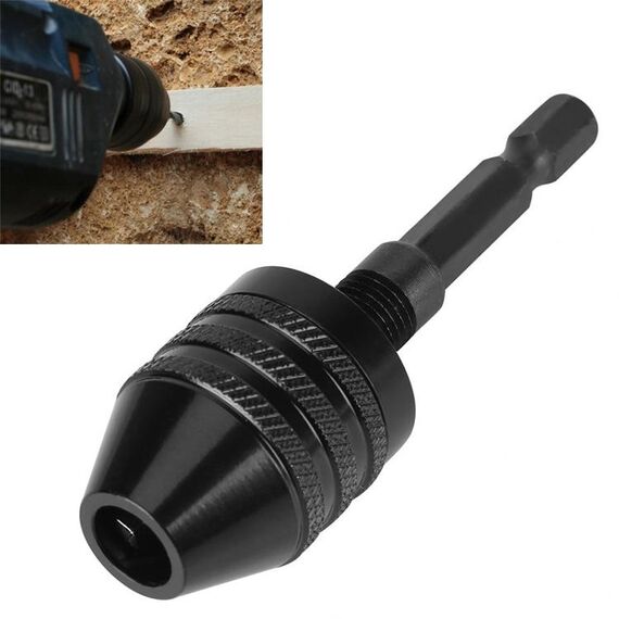 Mini trapano con codolo esagonale Conversione mandrino a tre griffe Utensile elettrico, modello: Mandrino esagonale nero (0,8-8 mm)