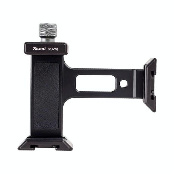 Supporto per telefono in metallo XILETU XJ-T8 con foro per vite da 1/4 di pollice e base compatibile con Arca-Swiss (nero)