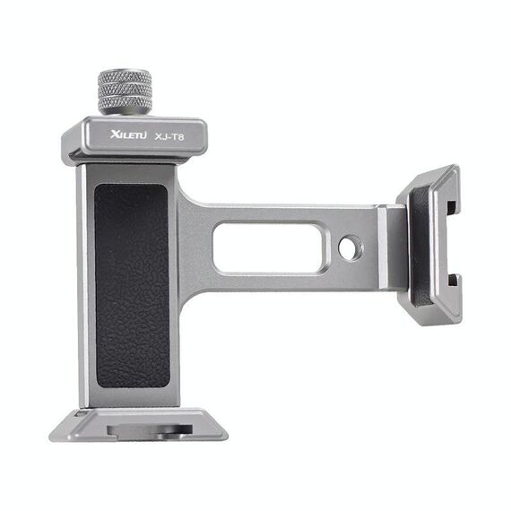 Supporto per telefono in metallo XILETU XJ-T8 con foro per vite da 1/4 di pollice e base compatibile con Arca-Swiss (grigio)