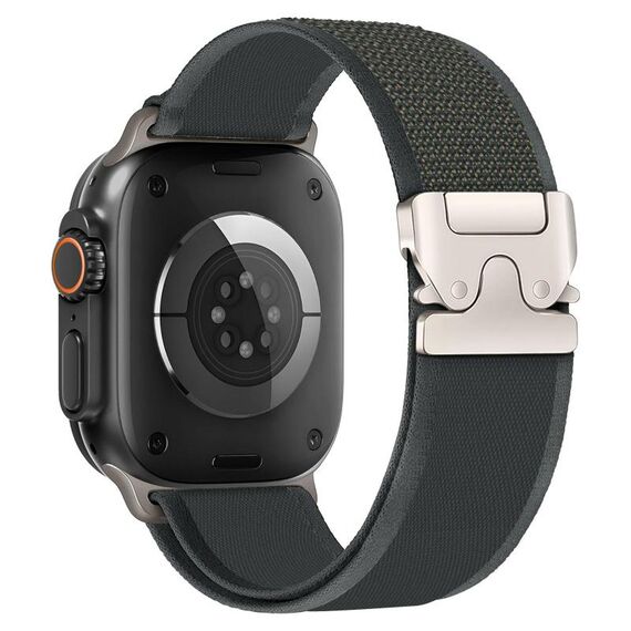Cinturino per Apple Watch 46mm / 49mm / 45mm / 44mm xDfind in nylon con fibbia in titanio e bottone a pressione (nero)