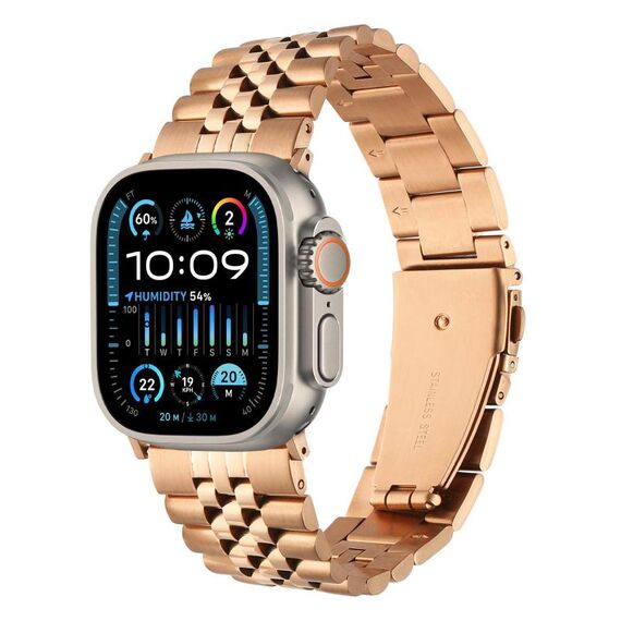 Cinturino in metallo a cinque perline con sgancio rapido per Apple Watch da 46 mm / 49 mm / 45 mm / 44 mm (oro rosa)