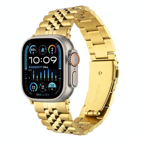 Cinturino in metallo a cinque perline con sgancio rapido per Apple Watch da 46 mm / 49 mm / 45 mm / 44 mm (oro)
