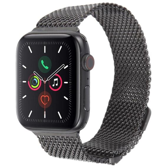 Cinturino per Apple Watch 46mm / 49mm / 45mm / 44mm in titanio milanese magnetico a doppia sezione (nero)