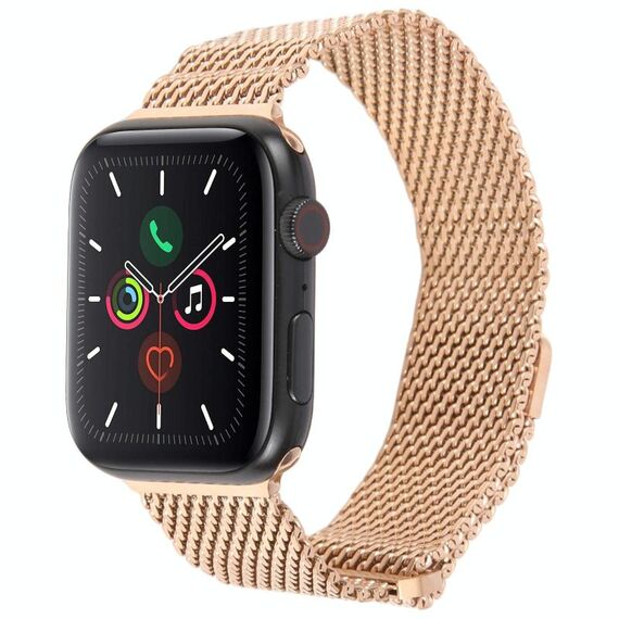 Cinturino per Apple Watch 46mm / 49mm / 45mm / 44mm in titanio milanese magnetico a doppia sezione (oro rosa)
