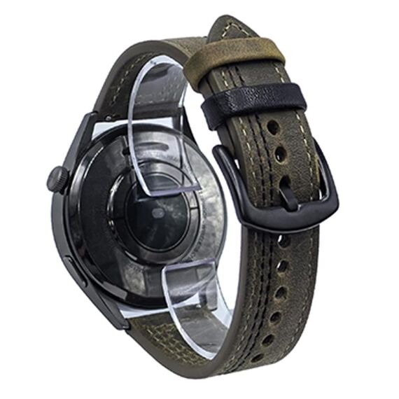 Cinturino per orologio in pelle con fibbia a tre stelle a sette linee da 22 mm (filo nero verde militare Crazy Horse)