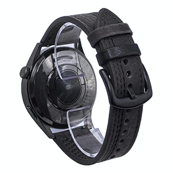Cinturino per orologio in pelle con fibbia a tre stelle a sette linee da 22 mm (filo grigio nero)