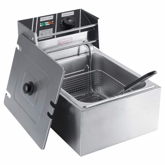 Desktop ispessimento friggitrice fritta fritta fritte fritte in acciaio inox friggitrice elettrica con cestello (schermo singolo singolo)