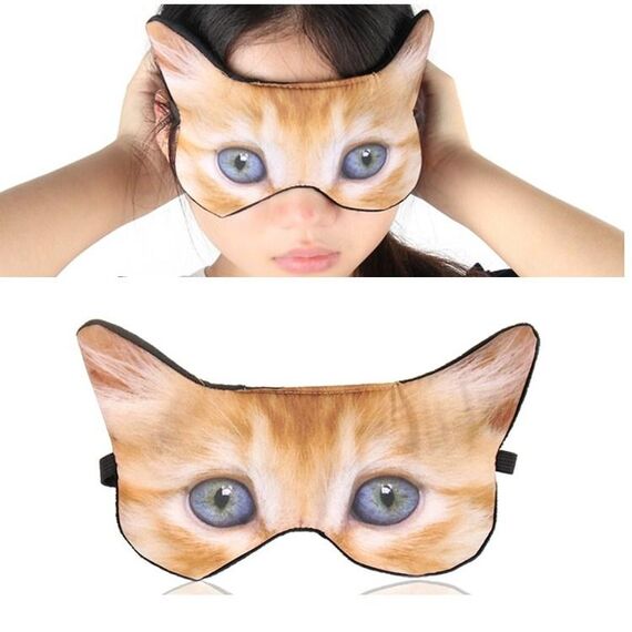 Maschera per occhi 3D Ombreggiatura Maschera per occhi stampata con animali del fumetto che dorme (Gatto)