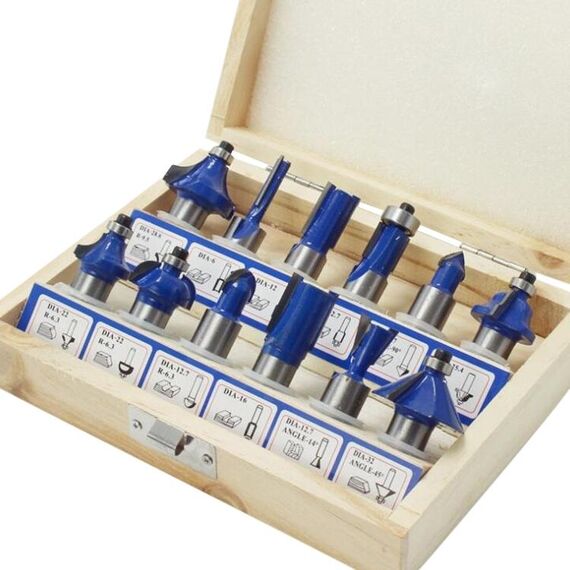 Set di frese per la lavorazione del legno Set di taglierine per macchine da taglio elettriche per fresatrici per legno, stile: 1/2 manico blu