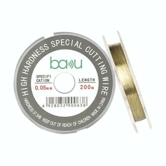 Filo di taglio separatore per schermo in acciaio al carbonio BAKU da 0,05 mm, 200 m/329 piedi, per la riparazione di schermi LCD per smartphone e tablet