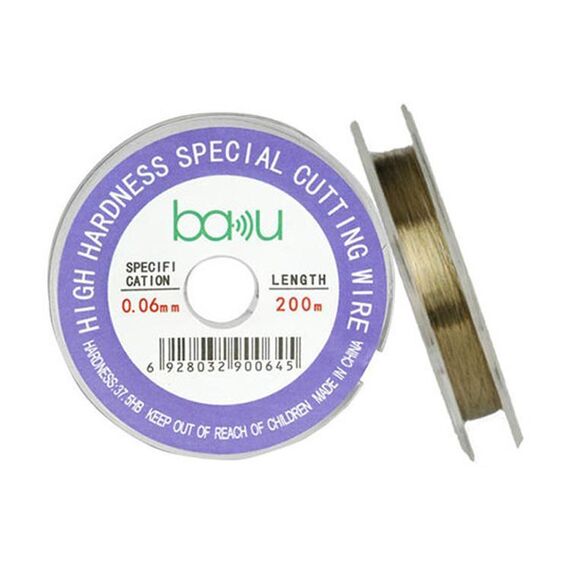 Filo di taglio separatore per schermo in acciaio al carbonio BAKU da 0,06 mm, 200 m/329 piedi, per la riparazione di schermi LCD per smartphone e tablet