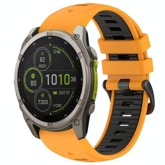 Cinturino in silicone con fibbia in acciaio a sgancio rapido bicolore per Garmin xDfind da 20 mm (arancione+nero)