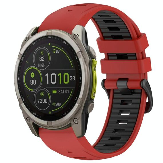 Cinturino in silicone con fibbia in acciaio a sgancio rapido bicolore per Garmin xDfind da 20 mm (rosso+nero)