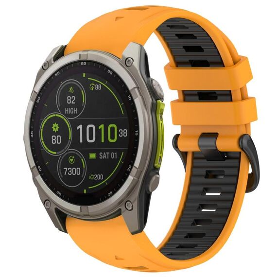 Cinturino in silicone con fibbia in acciaio a sgancio rapido bicolore per Garmin xDfind da 22 mm (arancione+nero)