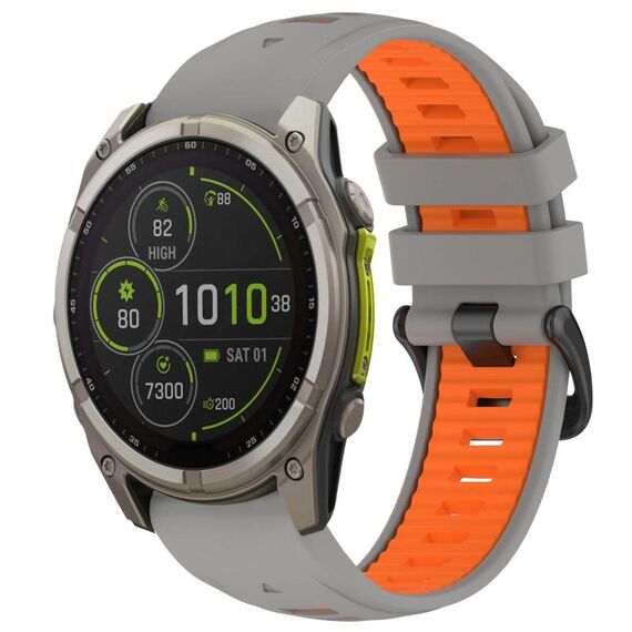 Cinturino in silicone con fibbia in acciaio a sgancio rapido bicolore per Garmin xDfind da 22 mm (grigio+arancione)