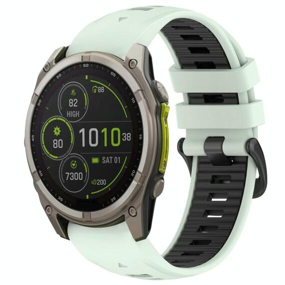 Cinturino in silicone con fibbia in acciaio a sgancio rapido bicolore per Garmin xDfind da 26 mm (verde menta + nero)