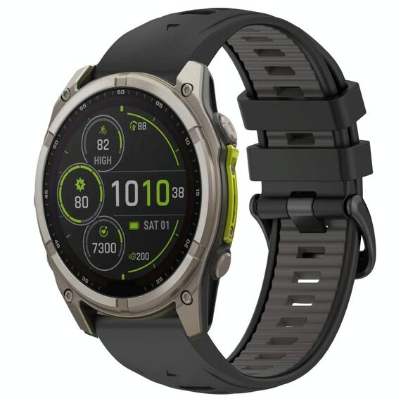 Cinturino in silicone con fibbia in acciaio a sgancio rapido bicolore per Garmin xDfind da 26 mm (nero + grigio)