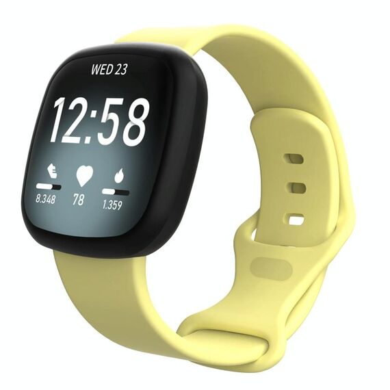 Cinturino in silicone per Fitbit Versa 4 / Versa 3 / Sense2 / Sense xDfind, taglia: S (giallo crema)
