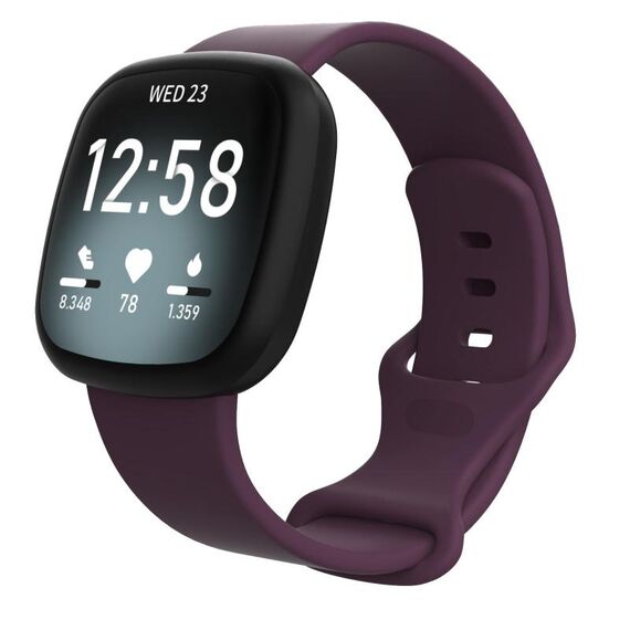Cinturino in silicone per Fitbit Versa 4 / Versa 3 / Sense2 / Sense xDfind, taglia: S (viola scuro)