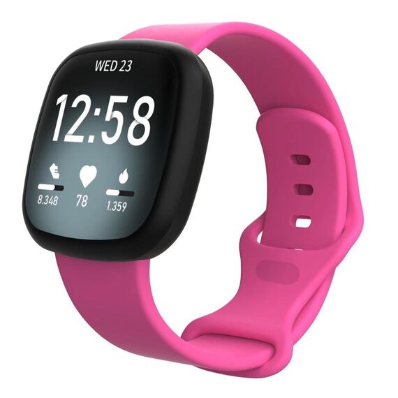 Cinturino in silicone per Fitbit Versa 4 / Versa 3 / Sense2 / Sense xDfind, taglia: L (rosso rosa)